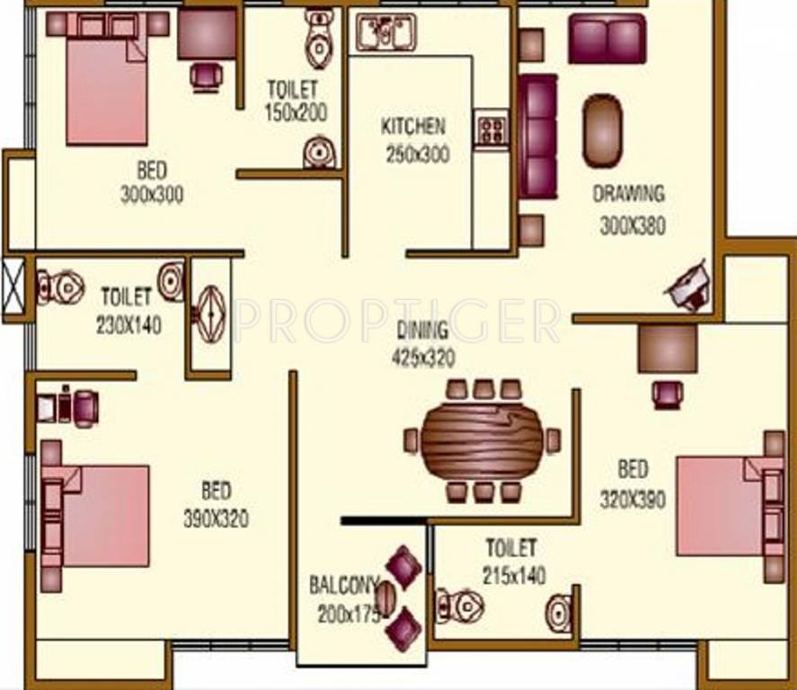 Floor Plan (3BHK+3T (1,220 sq ft) 1220 sq ft) Jewel Lexington Floor Plan (3BHK+3T (1,220 sq ft) 1220 sq ft)