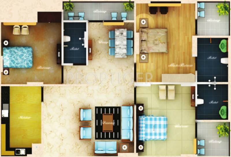 Mantri Imperial (3BHK+3T (1,357 sq ft) 1357 sq ft)