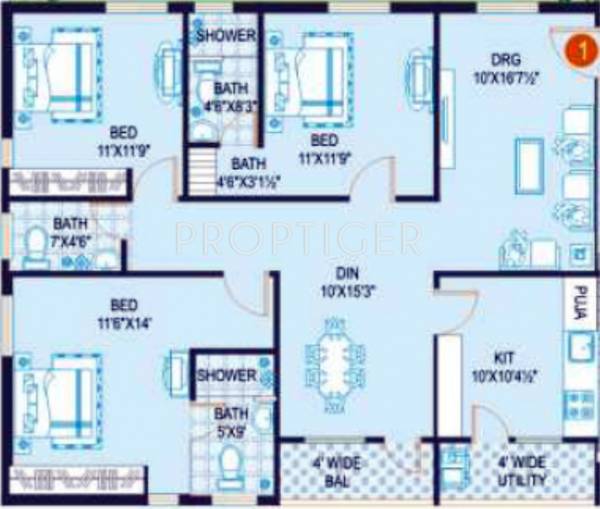 Jubilee Surya (3BHK+3T (1,536 sq ft) 1536 sq ft) Jubilee Surya (3BHK+3T (1,536 sq ft) 1536 sq ft)