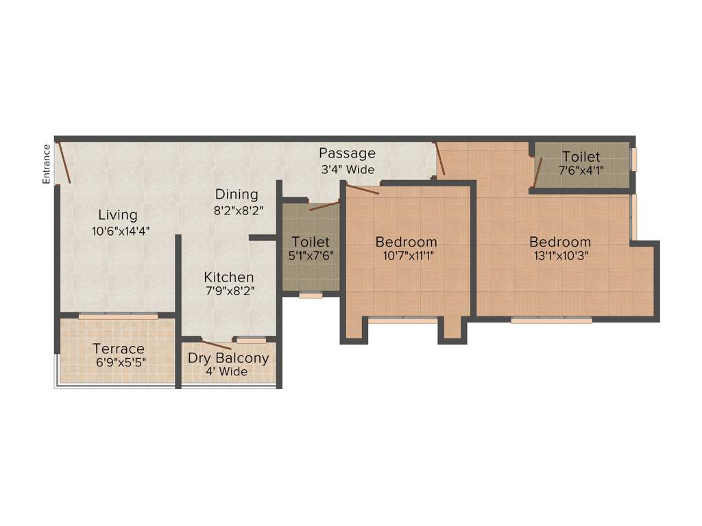 Nagpal Palm Leaves 2BHK+2T (1,000 sq ft)