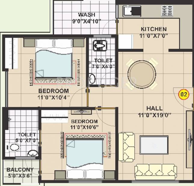 Shubham Residency (2BHK+2T (999 sq ft) 999 sq ft)