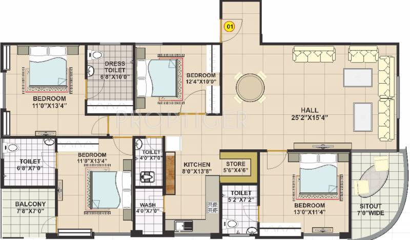 Shubham Residency (4BHK+4T (2,421 sq ft) 2421 sq ft)