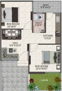 600 Sq Ft 2 Bhk Floor Plan Image Fortune Builders Greenshire