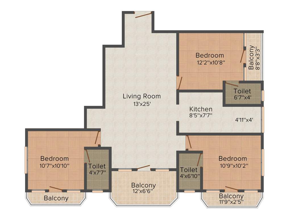 AC Candlewood (3BHK+3T (1,520 sq ft) 1520 sq ft)