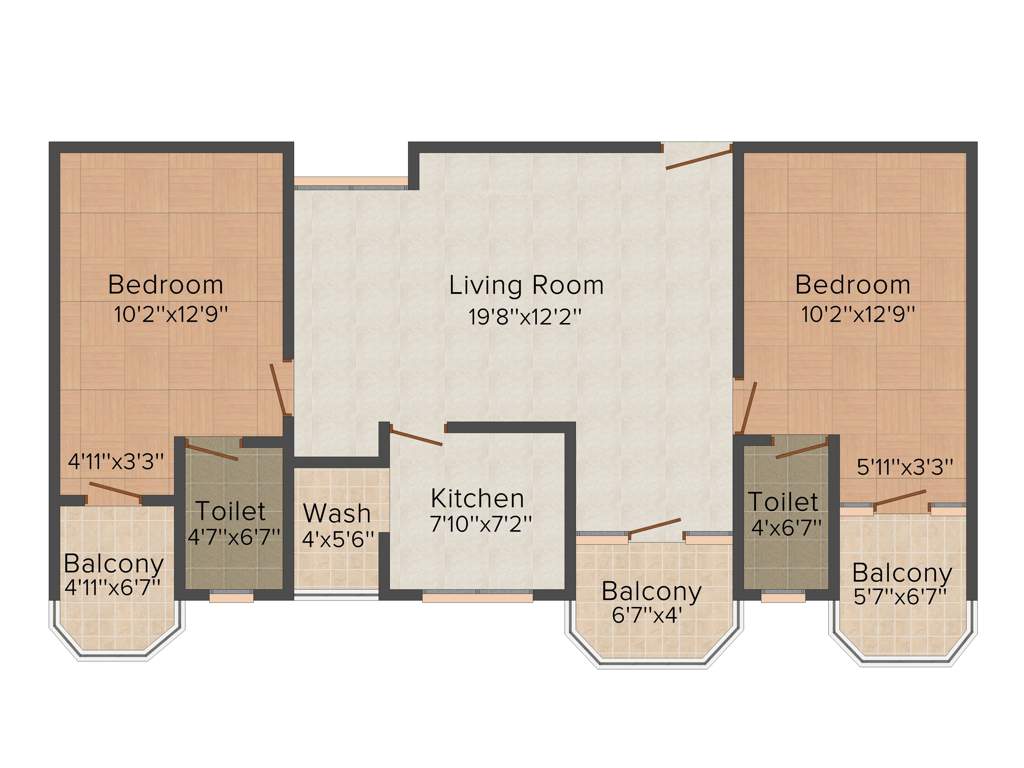 AC Candlewood (2BHK+2T (1,160 sq ft) 1160 sq ft)