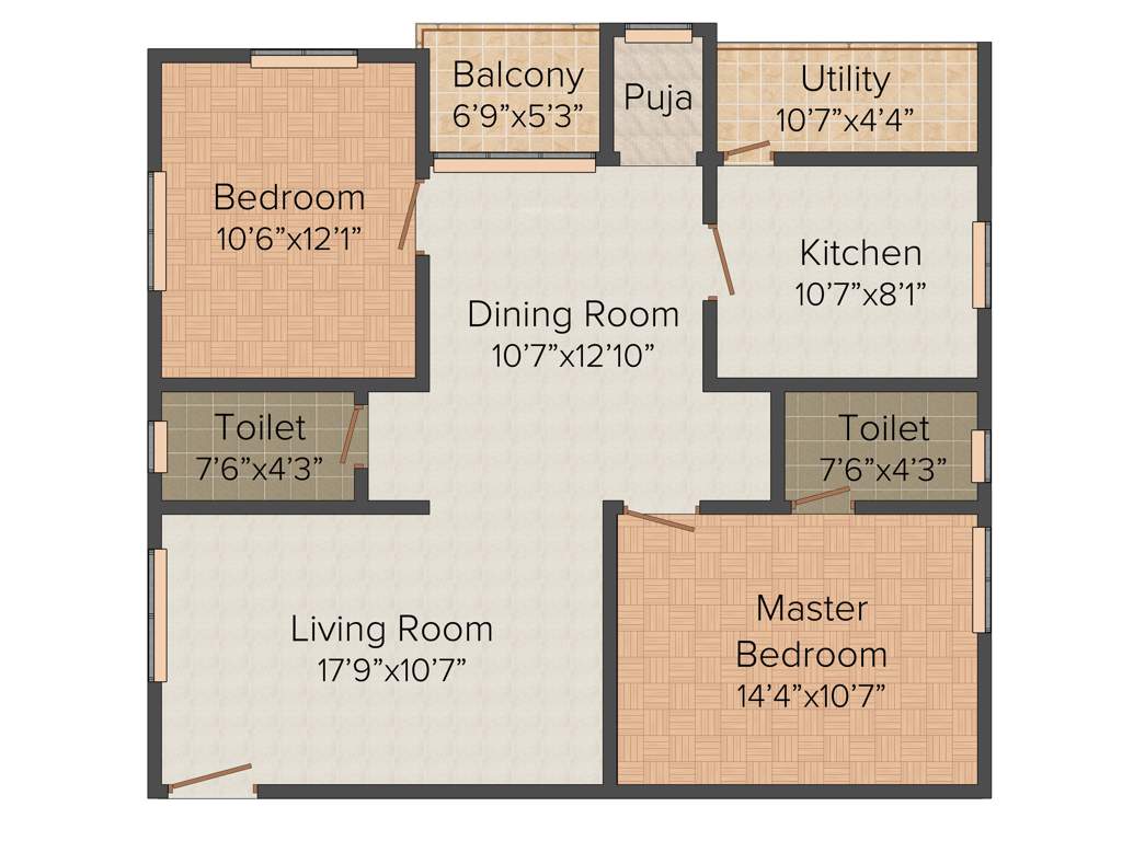 Mega Green Avenues (2BHK+2T (1,255 sq ft) + Pooja Room 1255 sq ft)
