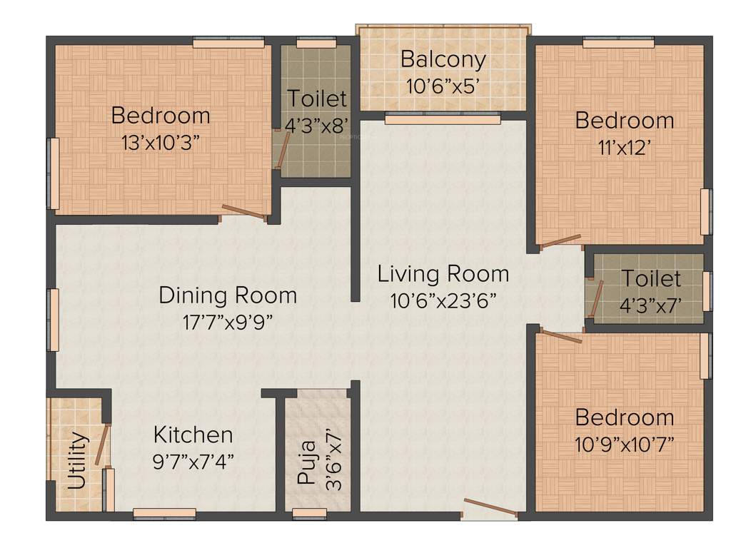 Mega Green Avenues (3BHK+2T (1,515 sq ft) + Pooja Room 1515 sq ft)