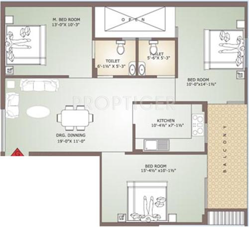 Balaji Rameshwaram Residency (3BHK+2T (1,330 sq ft) 1330 sq ft)