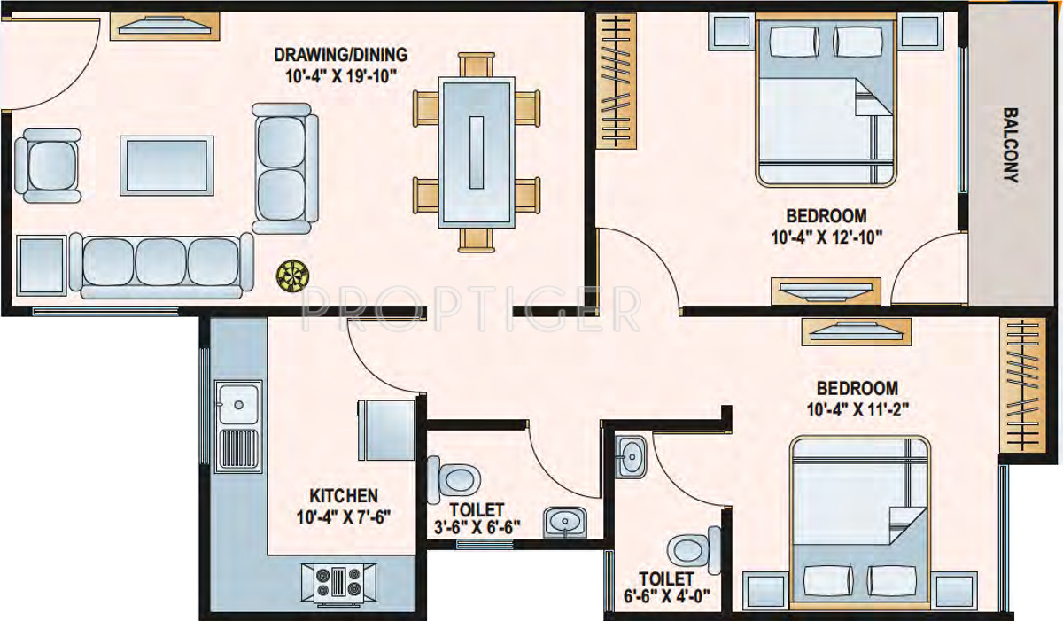 Amaltas Group Pine Wood (2BHK+2T (965 sq ft) 965 sq ft)