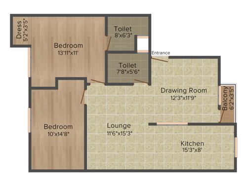 Balaji Shyam Residency (2BHK+2T (1,325 sq ft) 1325 sq ft)