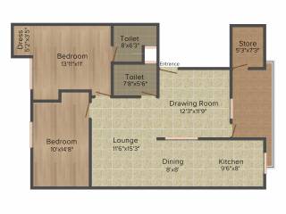 Balaji Shyam Residency (2BHK+2T (1,450 sq ft) 1450 sq ft)