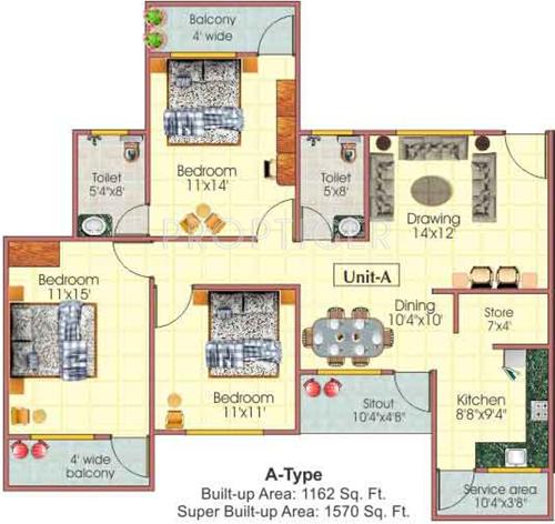 RSR Housing and Construction Pvt Ltd Opel Height (3BHK+2T (1,570 sq ft) 1570 sq ft)