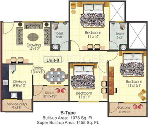 RSR Housing and Construction Pvt Ltd Opel Height (3BHK+2T (1,455 sq ft) 1455 sq ft)