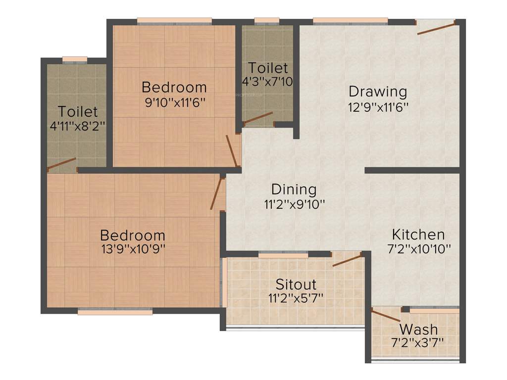 RSR Housing and Construction Pvt Ltd Opel Orris (2BHK+2T (1,200 sq ft) 1200 sq ft)