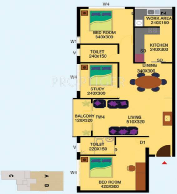 Penta East Park (3BHK+2T (1,290 sq ft) + Study Room 1290 sq ft)