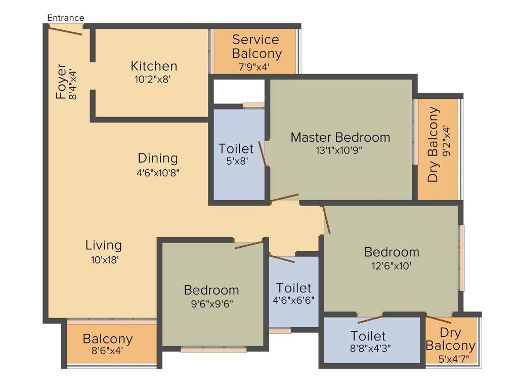 Ankur Palm Springs (2BHK+3T (1,332 sq ft) + Study Room 1332 sq ft)