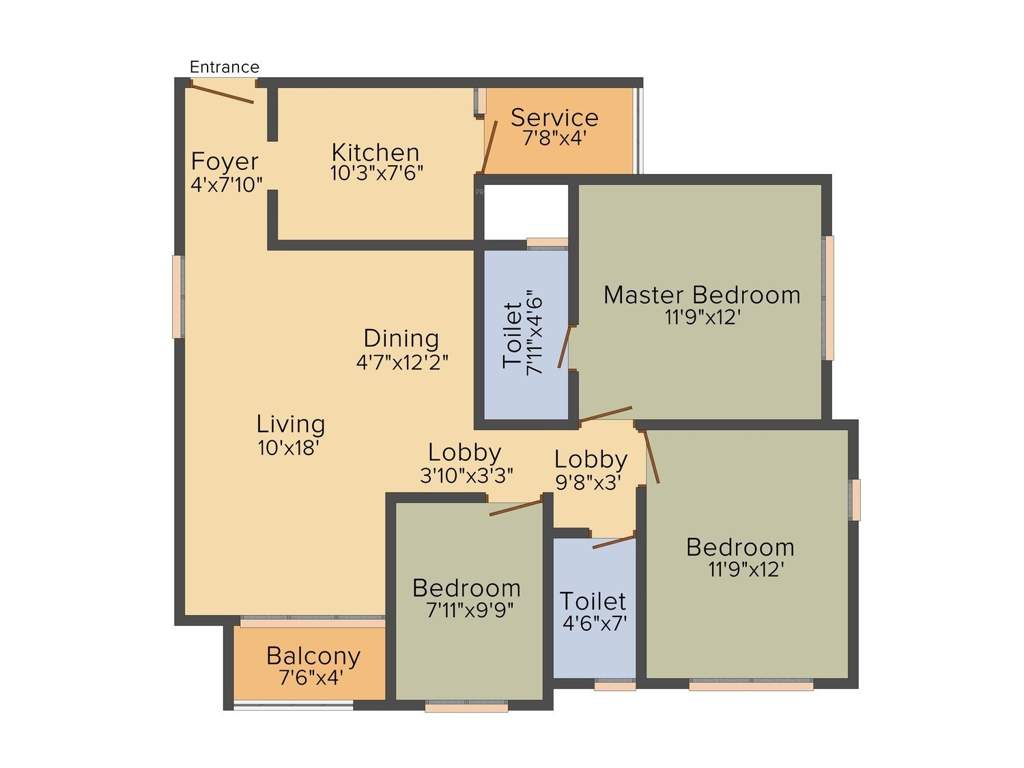 Ankur Palm Springs (2BHK+2T (1,171 sq ft) + Study Room 1171 sq ft)
