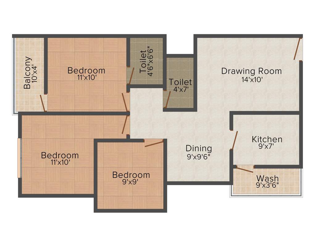 Himanshu Alpine Greenage (3BHK+2T (1,143 sq ft) 1143 sq ft)