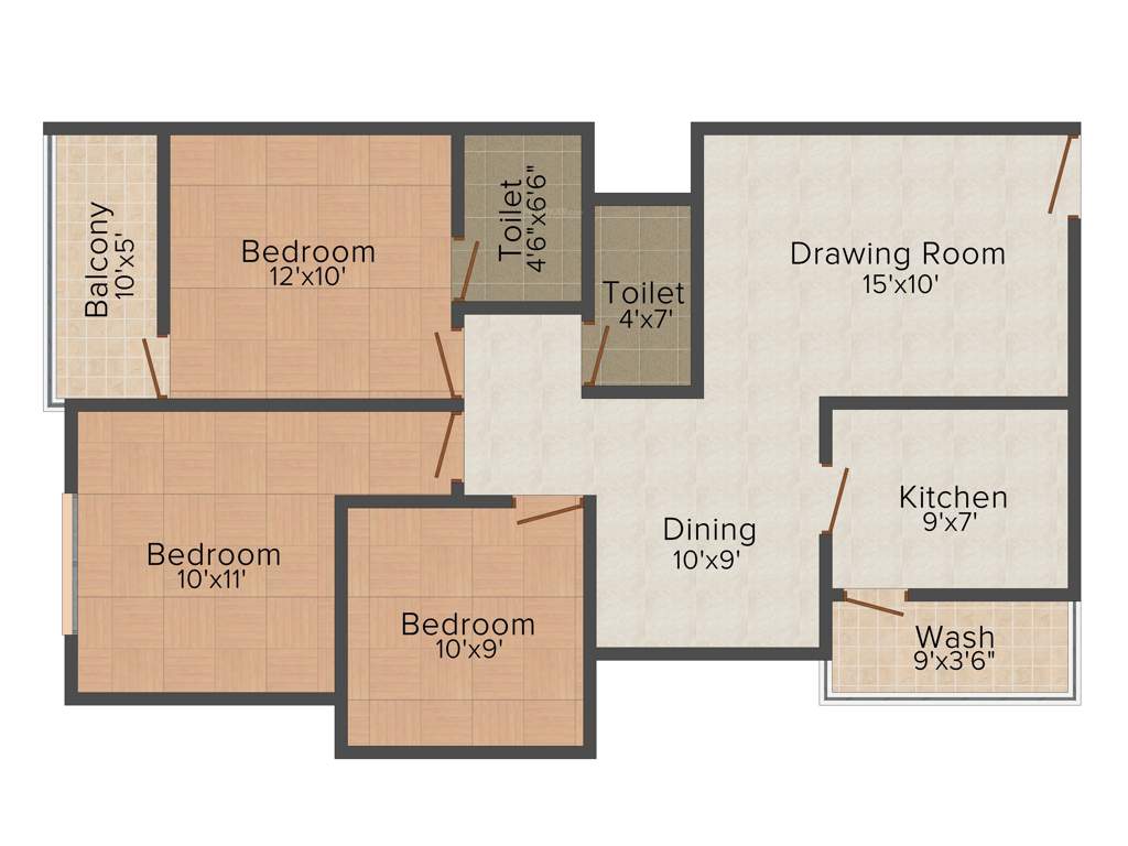 Himanshu Alpine Greenage (3BHK+2T (1,208 sq ft) 1208 sq ft)