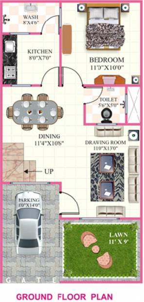 Rai Homes Universal Pink City (3BHK+2T (1,190 sq ft) 1190 sq ft)