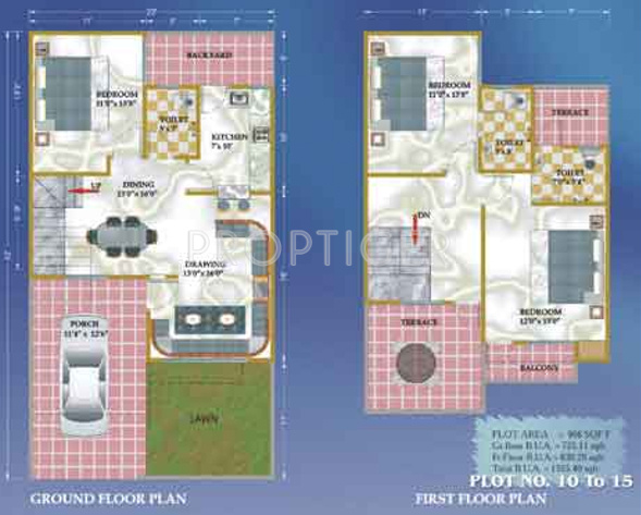 RSR Housing and Construction Pvt Ltd Satyam Estate Floor Plan (3BHK+3T (1,355 sq ft) 1355 sq ft)