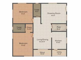 Siva TRR Classic Towers (2BHK+2T (1,200 sq ft) + Pooja Room 1200 sq ft)