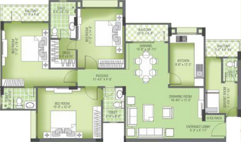 Joy Royal Greens 2 (3BHK+4T (1,958 sq ft) + Study Room 1958 sq ft)