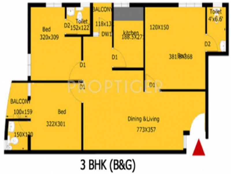 Penta Homes Smart Homes Floor Plan (3BHK+3T)