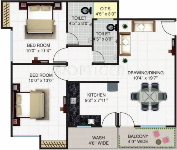 Crystal H Builders Singapore City (2BHK+2T (1,045 sq ft) 1045 sq ft)