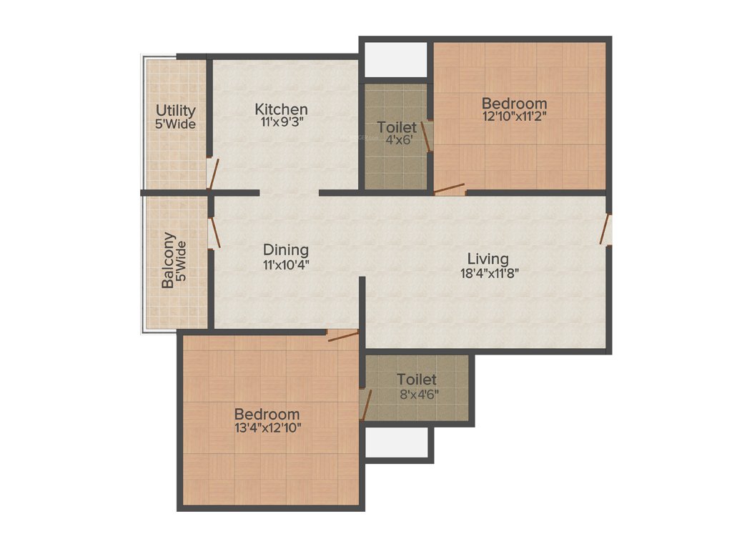 Soundarya Paradise (2BHK+2T (1,260 sq ft) 1260 sq ft)