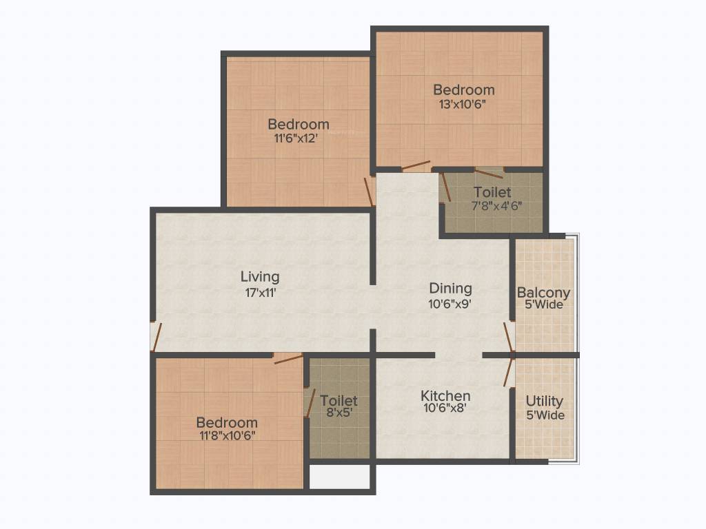 Soundarya Paradise (3BHK+2T (1,290 sq ft) 1290 sq ft)