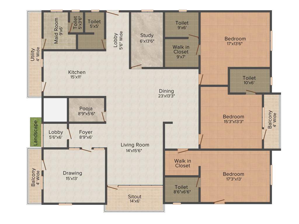 Megasri East Wind (3BHK+3T (3,785 sq ft)   Study Room 3785 sq ft)