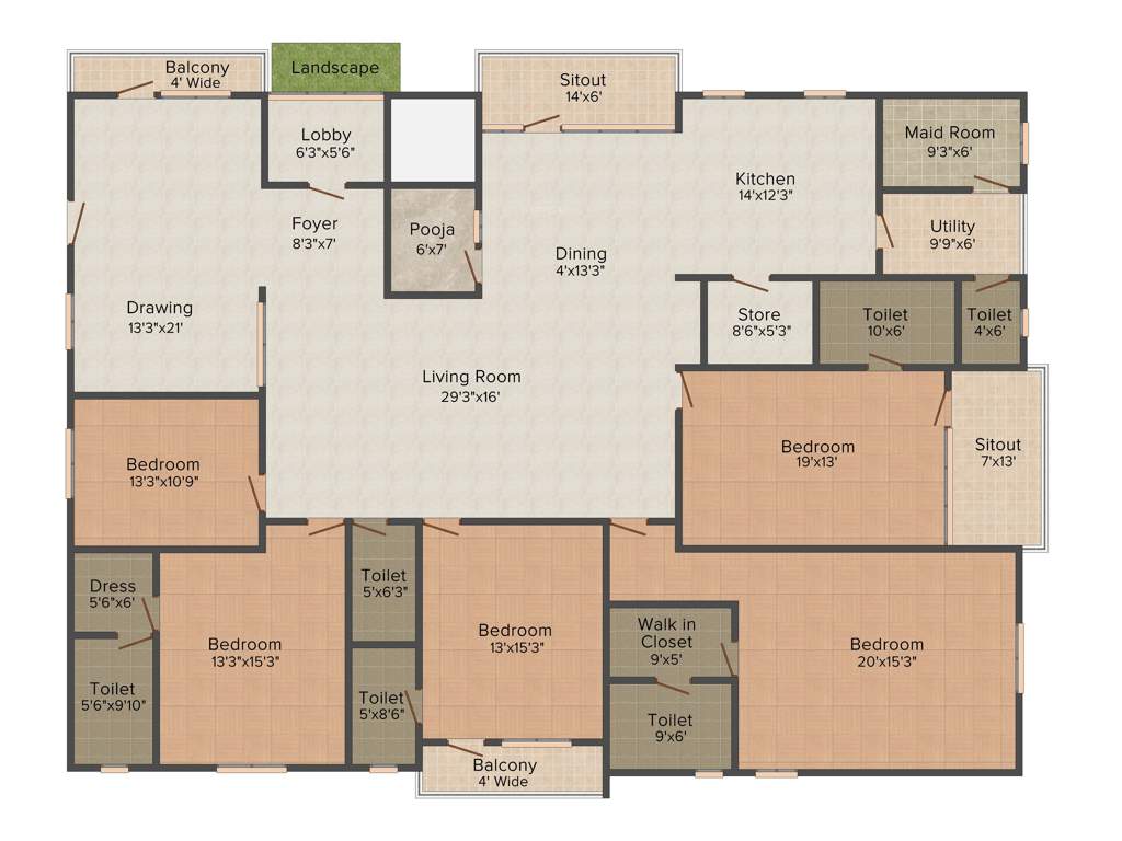 Megasri East Wind (4BHK+5T (4,535 sq ft)   Servant Room 4535 sq ft)