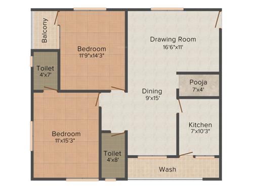 Shree Sai Vasavi Central Court (2BHK+2T (1,240 sq ft) + Pooja Room 1240 sq ft) Shree Sai Vasavi Central Court (2BHK+2T (1,240 sq ft) + Pooja Room 1240 sq ft)