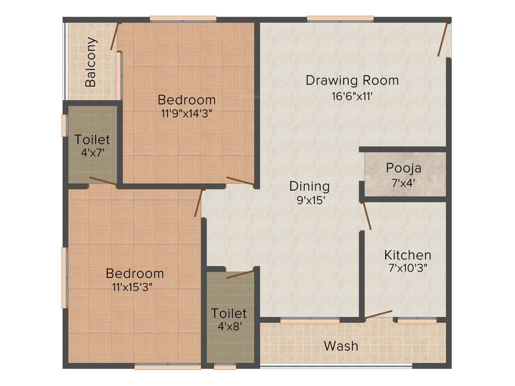 Shree Sai Vasavi Central Court (2BHK+2T (1,240 sq ft) + Pooja Room 1240 sq ft)