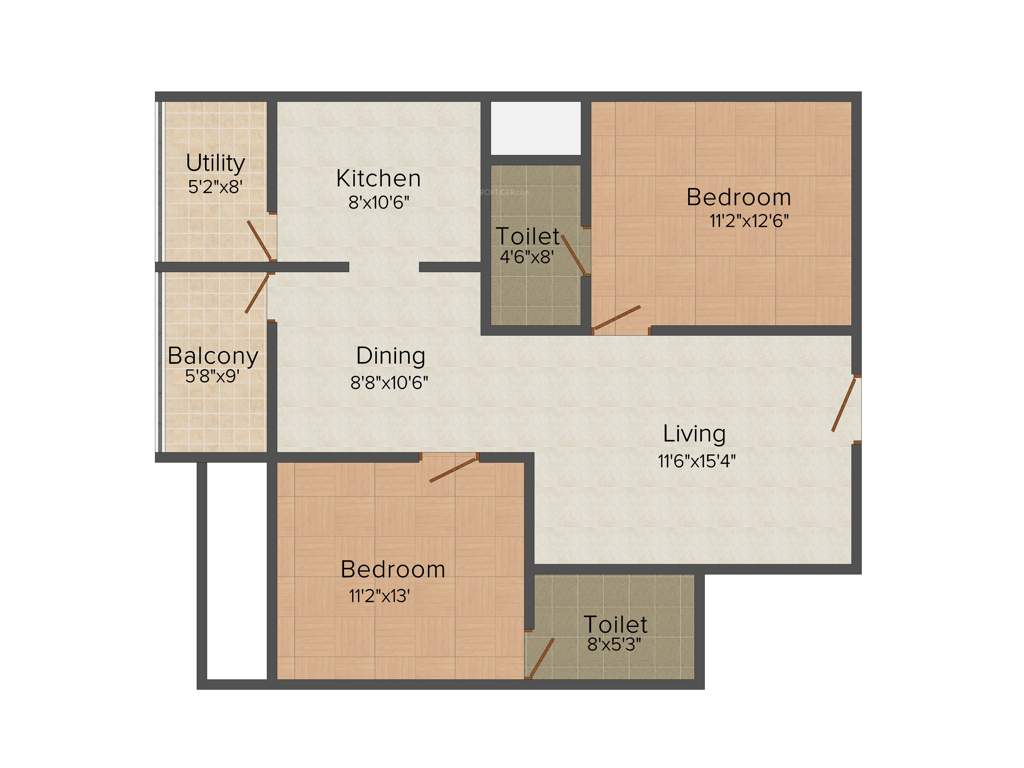 Soundarya Kamakshi (2BHK+2T (1,110 sq ft) 1110 sq ft)