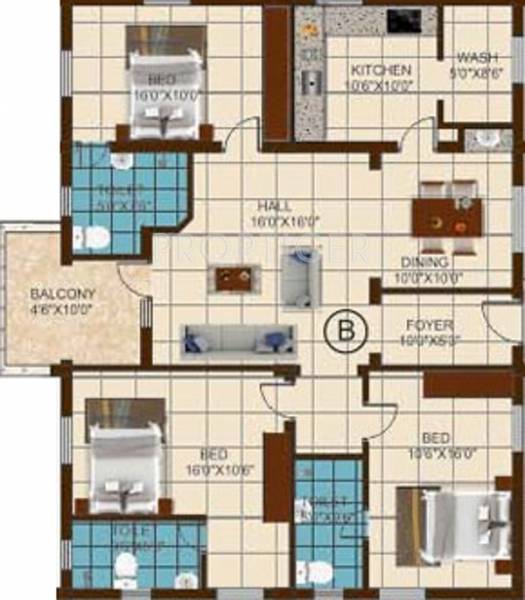 JP Lexus Enclave (3BHK+3T (1,790 sq ft) 1790 sq ft)
