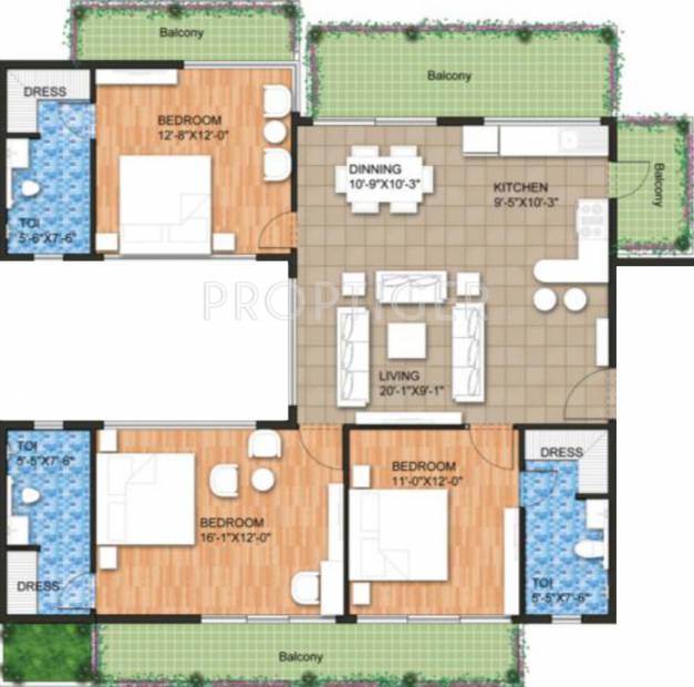 Raheja Ayana Residences (3BHK+3T (2,473 sq ft) 2473 sq ft)