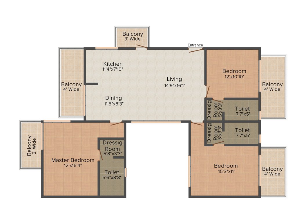 Raheja Ayana Residences (3BHK+3T (1,887 sq ft) 1887 sq ft)
