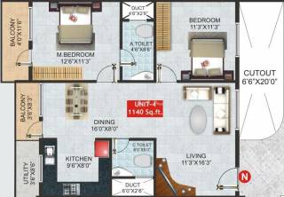 SN Blossoms (2BHK+2T (1,140 sq ft) 1140 sq ft) SN Blossoms (2BHK+2T (1,140 sq ft) 1140 sq ft)