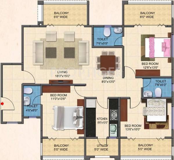 Kolte Patil Whispering Meadows (3BHK+3T (1,957 sq ft) 1957 sq ft)