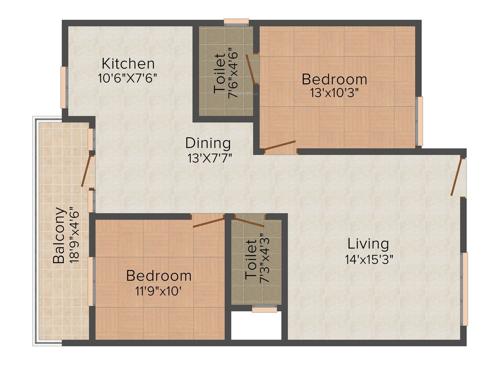 Kumari Elite (2BHK+2T (1,097 sq ft) 1097 sq ft)