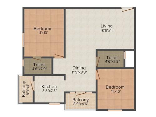 Kumari Elite (2BHK+2T (1,084 sq ft) 1084 sq ft)