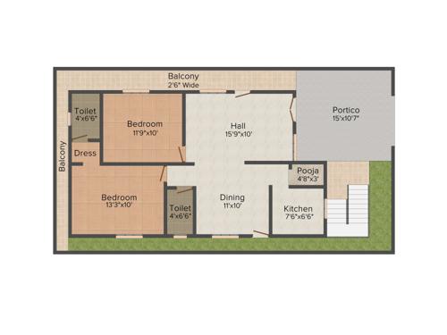 Mansani Thirumala Meadows (2BHK+2T (1,100 sq ft)   Pooja Room 1100 sq ft)