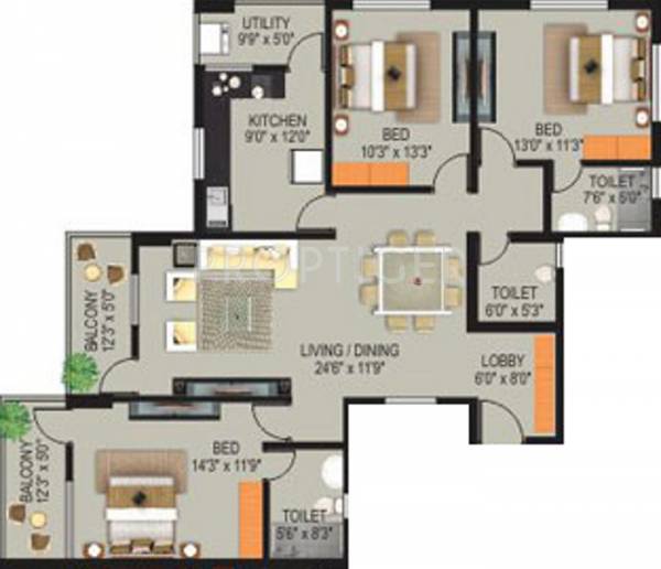 Designer Homes Summit (3BHK+3T (1,615 sq ft) 1615 sq ft) Designer Homes Summit (3BHK+3T (1,615 sq ft) 1615 sq ft)