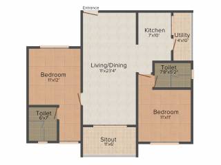 Radiant Elitaire (2BHK+2T (1,105 sq ft) 1105 sq ft) Radiant Elitaire (2BHK+2T (1,105 sq ft) 1105 sq ft)
