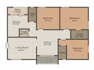 Aryamitra Trenton Park (3BHK+3T (1,500 sq ft) Pooja Room 1500 sq ft) Aryamitra Trenton Park (3BHK+3T (1,500 sq ft) Pooja Room 1500 sq ft)