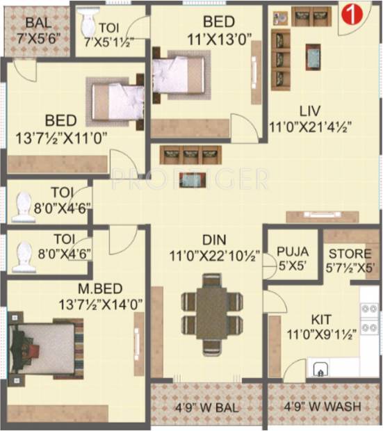 Magna Lake View (3BHK+3T (1,960 sq ft) 1960 sq ft)