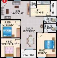 Tripura Gayathri Classic (3BHK+2T (1,335 sq ft)   Pooja Room 1335 sq ft)