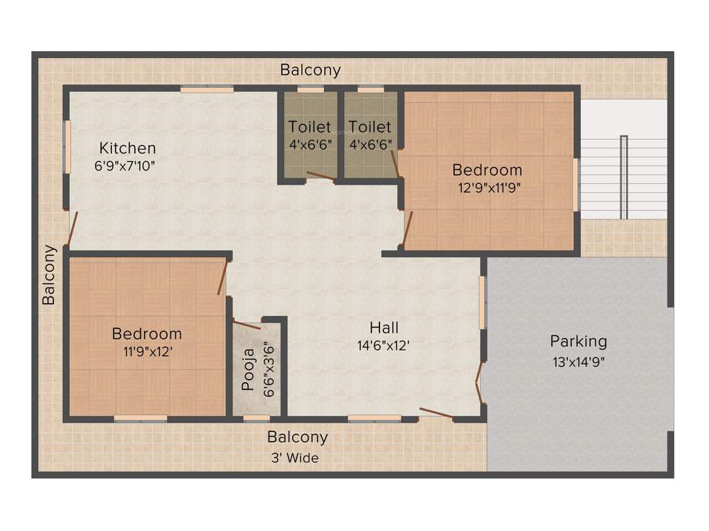 Mansani Thirumala Meadows (2BHK+2T (1,400 sq ft) Pooja Room 1400 sq ft)